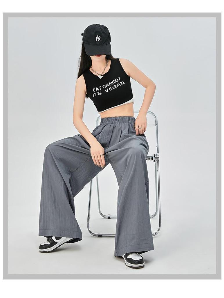 Women's Pink Quick-Dry Nine-Point Loose Ice Silk Pants - Summer Sun Protection, Petite Fit