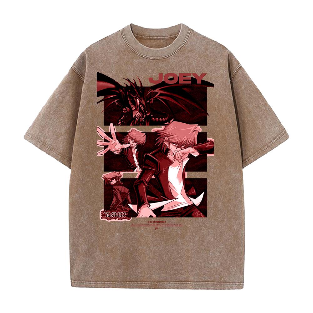 Joey Anime T-shirt Harajuku Gothic Washed T Shirt Men's Clothing Summer Short Sleeve Casual Cotton Tees Tops