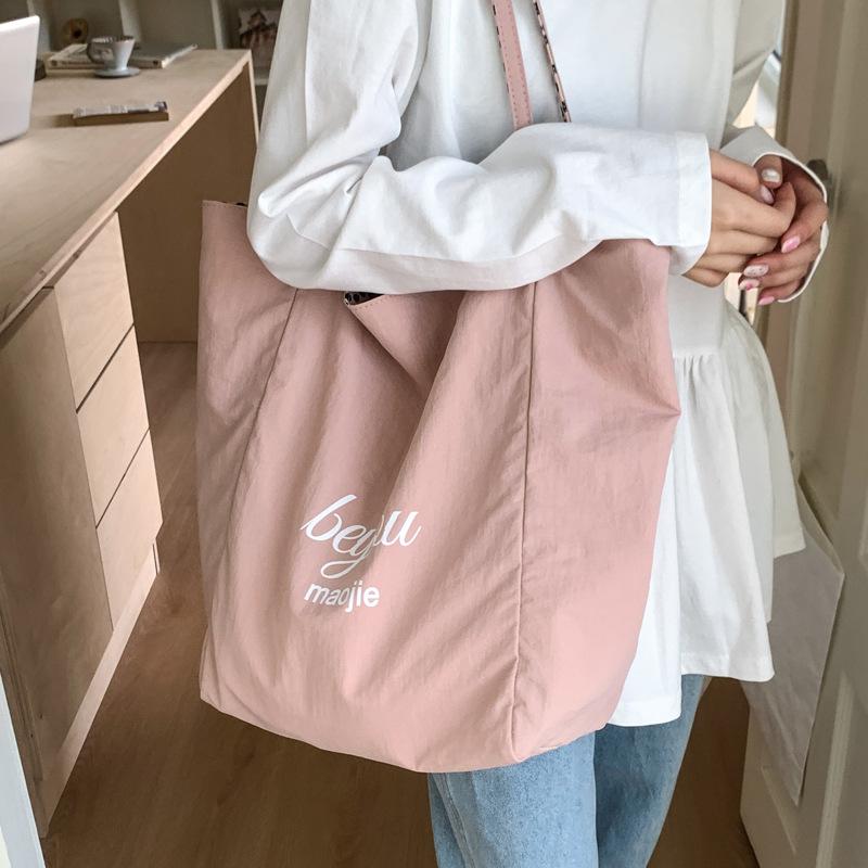 Simple and versatile shoulder canvas bag for college students in class Women's 2025 summer new large-capacity double-sided tote bag