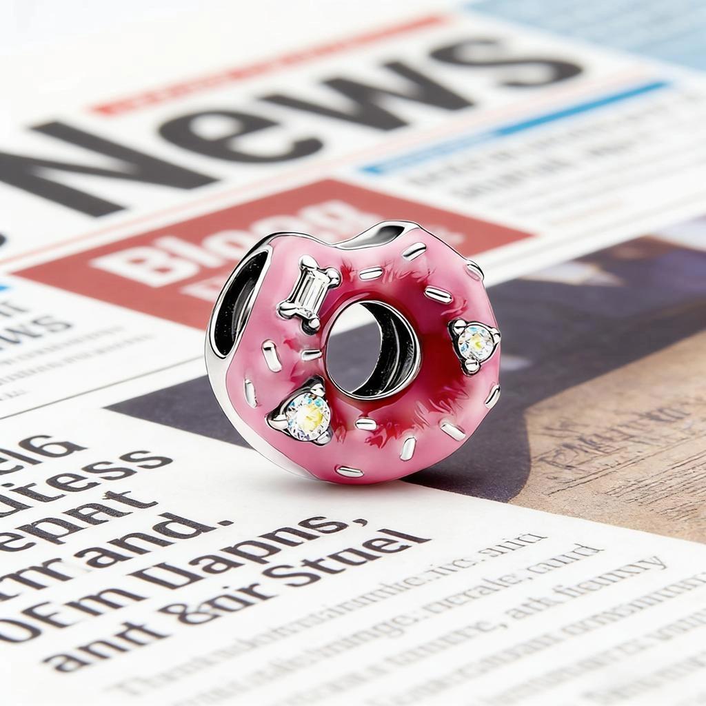 Sparkling Sprinkled Donut Charm Beads Fit Original Snake Bracelets Necklace DIY Surprise Women Jewelry Gifts Accessories