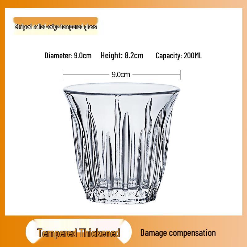 Tempered Octagonal Glass Cups, 200ml (Set of 6)