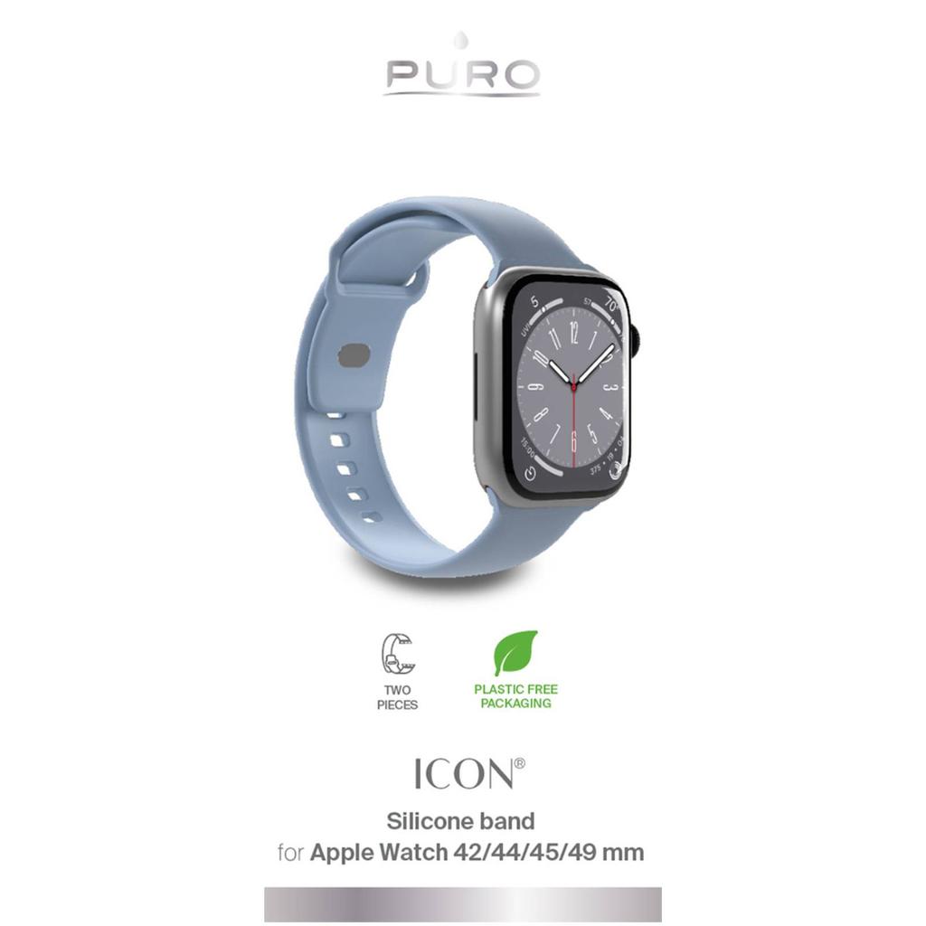 Bracelet en silicone pour Apple Watch 38 40 41 mm Icon bleu clair - 2 pièces