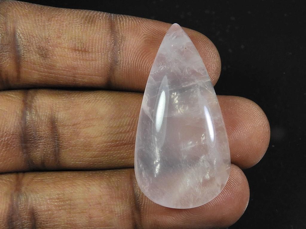 Natural Baby Pink Rose Quartz Pear Cabochon Loose Gemstone 20X40X09MM 53Cts. ET-98
