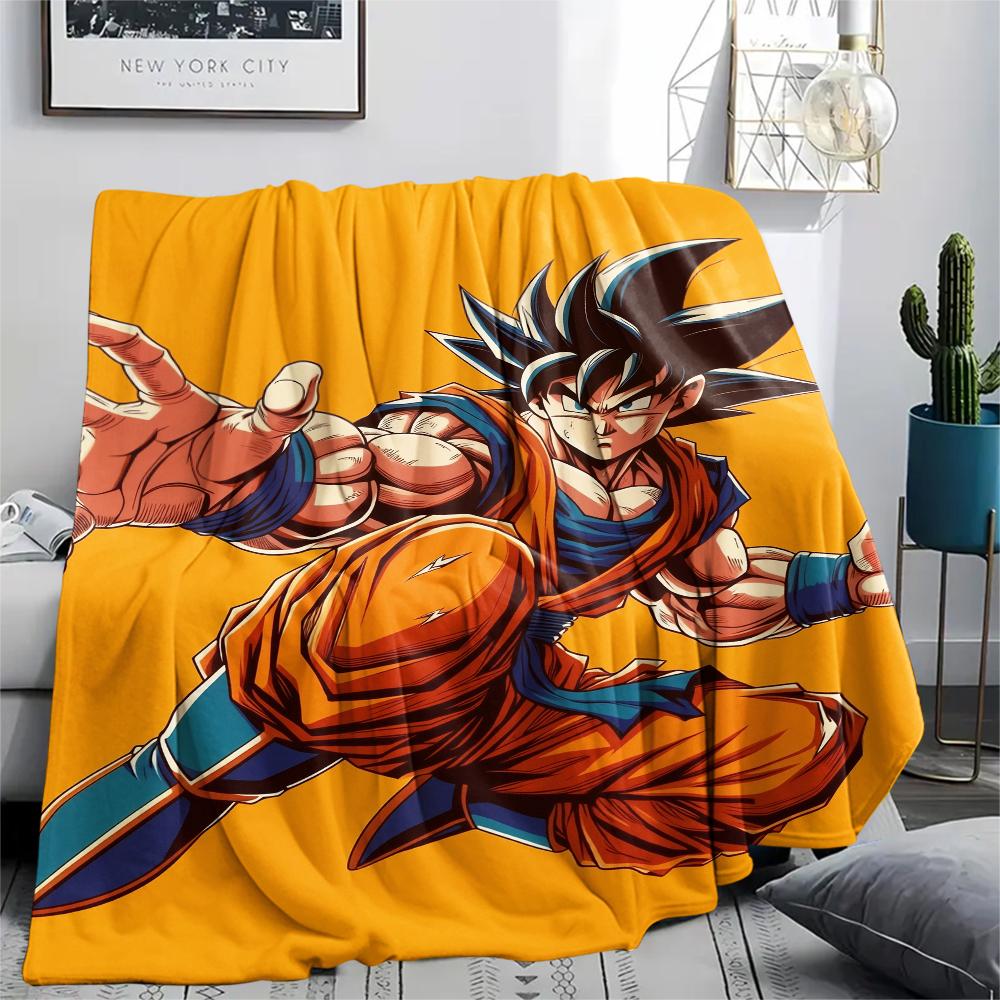 Son Goku Theme Illustration Blanket, Warm Throw for Living Room, Great Gift for Goku Collectors.chl