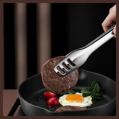 Pinza per Barbecue in Acciaio Inossidabile 304 Retrattile a Tre Linee Clip per Pane Buffet Pinza per Bistecca Gadget da Cucina Clip per Alimenti