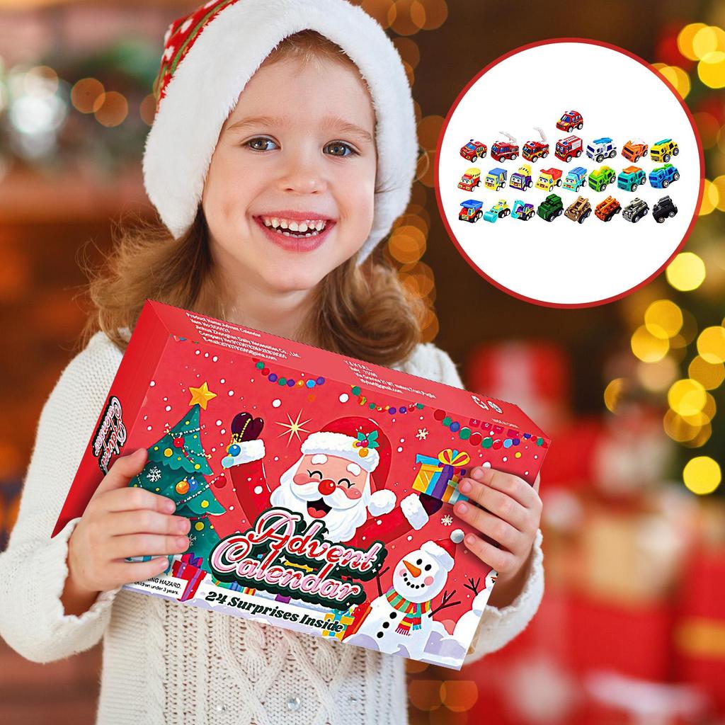 Weihnachts-Adventskalender 24 Tage LKW Lernspielzeug Countdown-Kalender Baufahrzeug Spielzeugset für Kinder Weihnachtsgeschenk