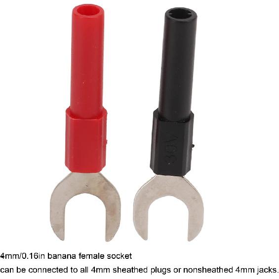 10pcs Y Spade Plug, Red Black Plated U Fork Spade Connector with 4mm Jack Copper Banana Socket for Multimeters Electronic Applications, Support 30V