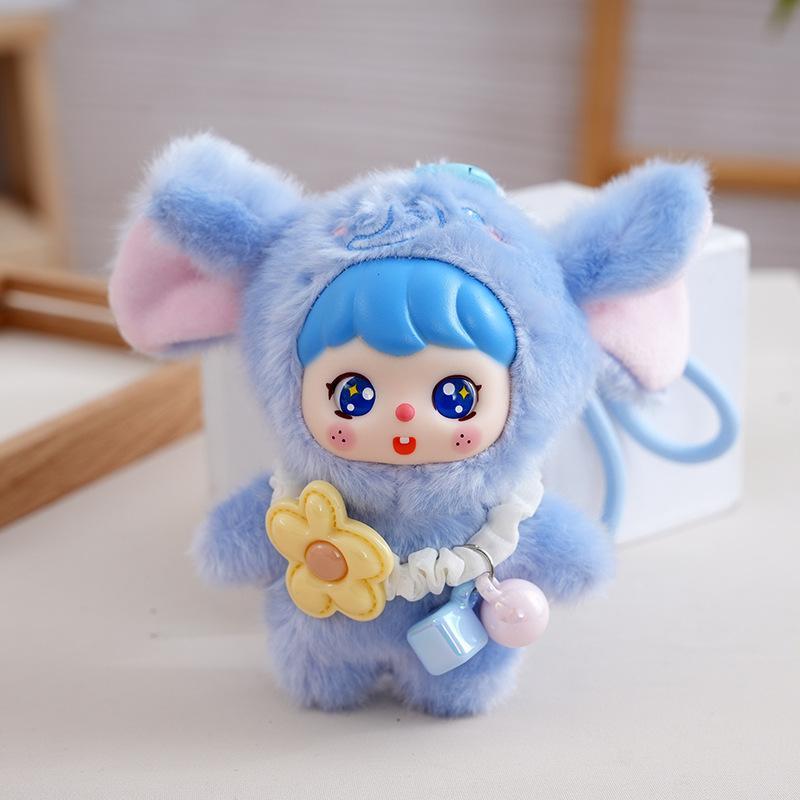 Fluffy Plush Vinyl Doll Keychain Cute Kawaii Animal Cosplay Design Pendant for Handbag Purse Key Accessory Girls Gift
