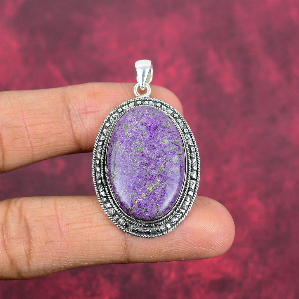 Pendentif en purpurite, bijou en argent sterling 925 massif, fait main, pour le Memorial Day