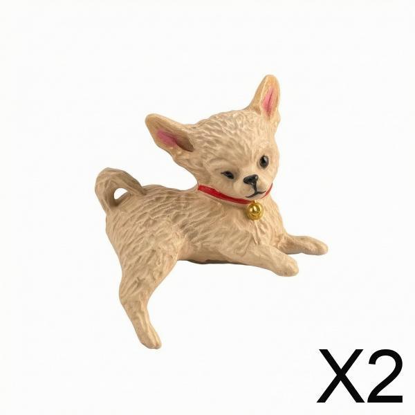 2xDog Figurine PVC Dashboard Dog Decor Double-Sided Ornaments for Desktop