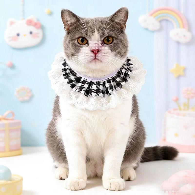 Fresh lace pet saliva towel princess style cat bib doll small dog dog decoration bib supplies