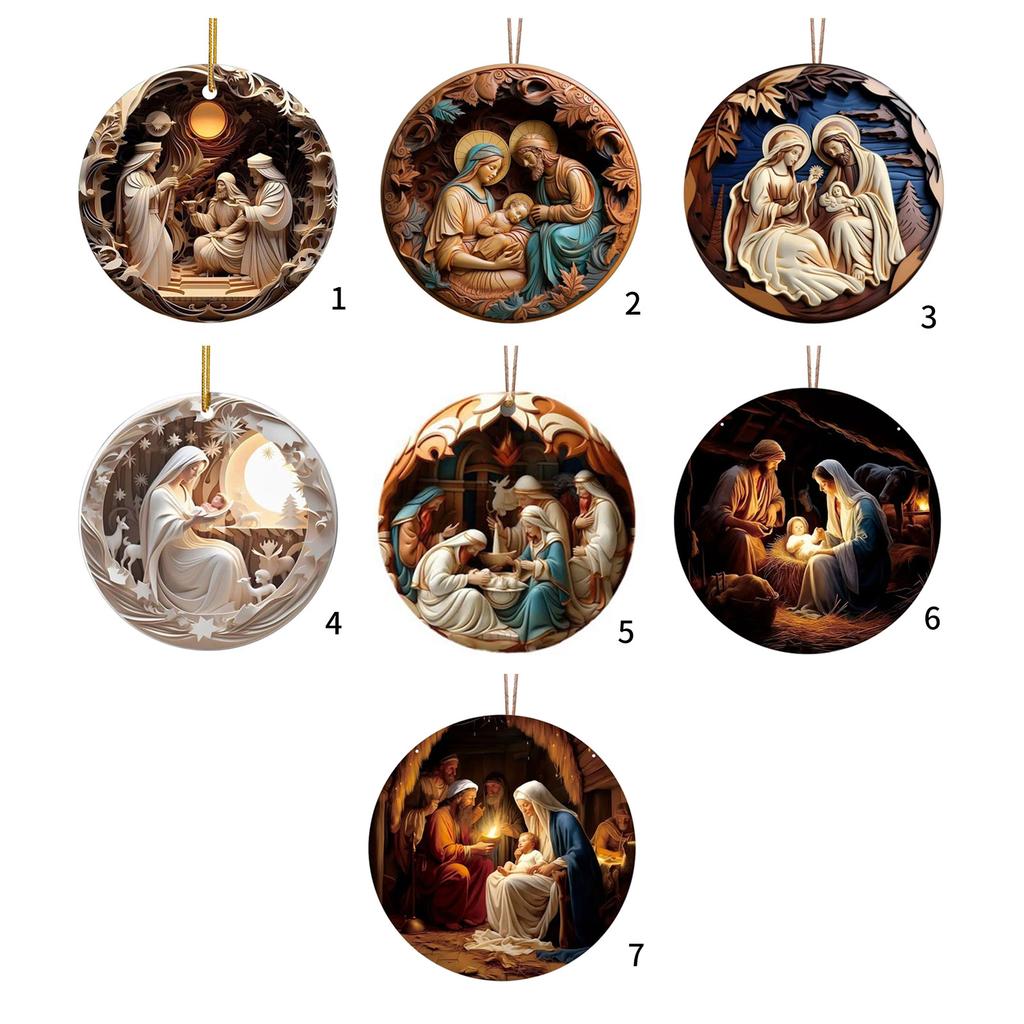 Miljøvennlig akryl Jesus fødsel hengende ornament Perfekt for juletre og festlig veggdekorasjon