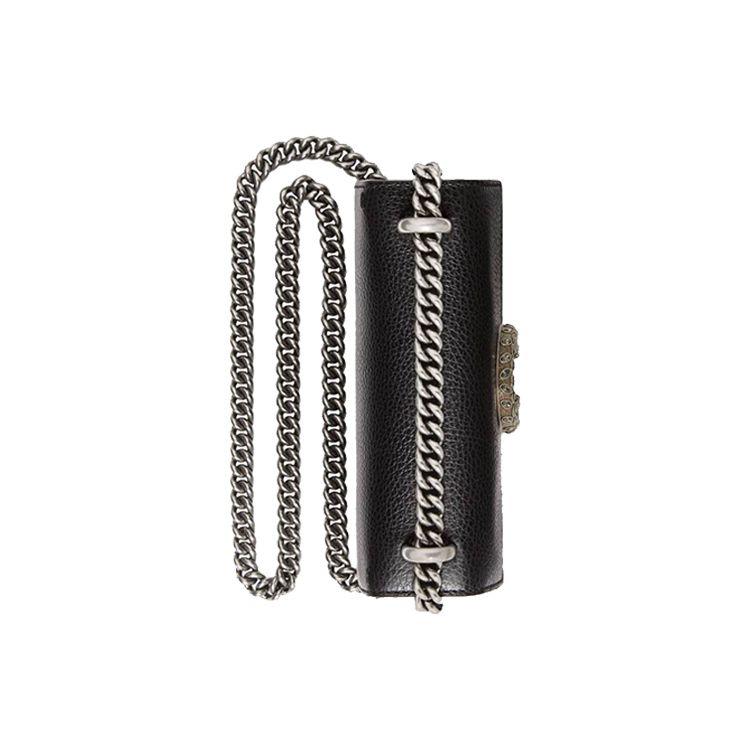Gucci Dionysus Leather Shoulder Bag, Black with Palladium Chain, Women's Crossbody Handbag for Daily Event 421970-CAOGN-8176