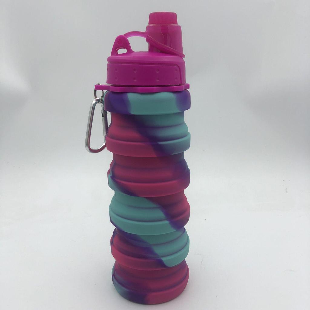 Compact Silicone Foldable Water Bottle - 500ml Portable Sports Bottle for Outdoor Activities
