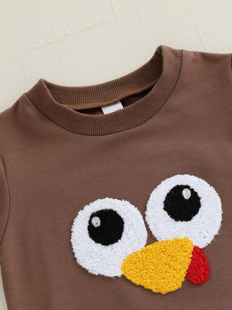 Autumn Baby Thanksgiving Sweatshirt - Cute Turkey Embroidered Top for Boys & Girls