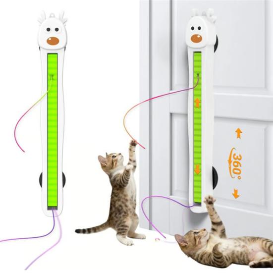 Fliegendes Seil Katzenspielzeug Automatische Bewegung Fliegendes Seil Interaktives Katzenspielzeug Elektrisches Automatisches Seilspielzeug für Wohnungskatzen Einfache Wand- oder Fenstermontage