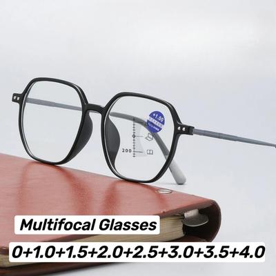 Modische Übergröße-Rahmen Ultraleichte Multifokal-Presbyopie-Brille Für Herren & Damen Blaulichtfilternde Lesebrille