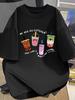 2026 Unisex Milk Tea Print Short Sleeve T Shirt Women Casual Daily Wear Streetwear Trendy Summer Blouse