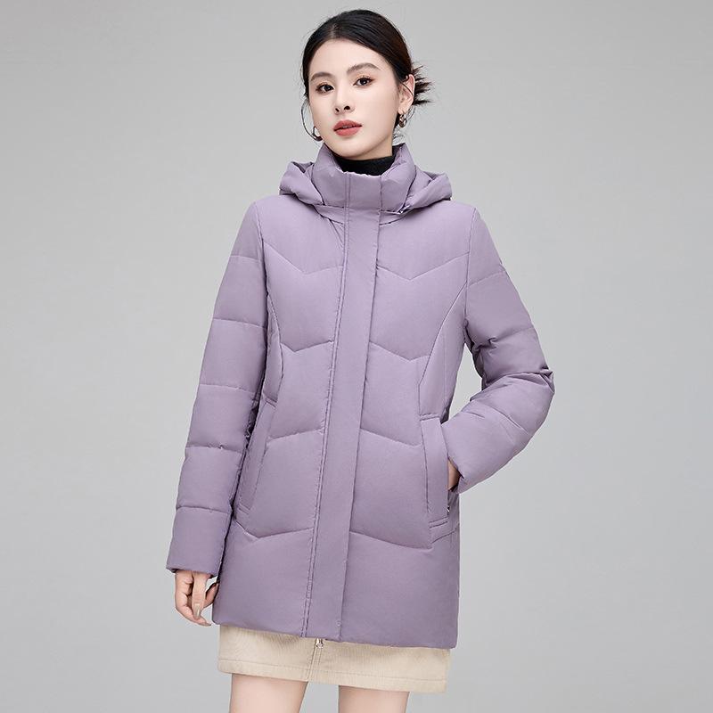 White Duck Down Jacket Women's Mid-Length New Winter Clothes Korean Style Fashionable Warm Thickened Jacket