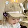 Fashion 2000s Cats Ear Beret Hat Soft Cotton Octagonal Hat for Women Girl Daily Outfit Anime Theme Headwear for Winter Wear