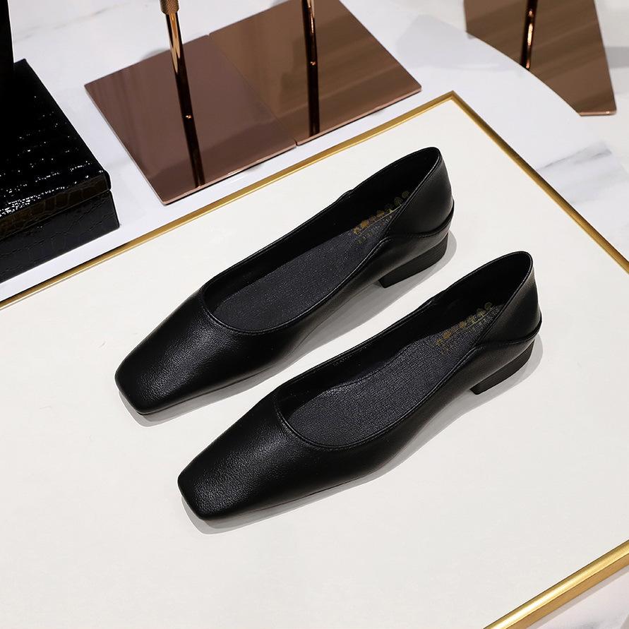 Super Soft! Daily Commuting Single Shoe Temperament Korean Spring Square Head Shallow Mouth Comfortable Retro Simple One-pedal Grandma Shoes