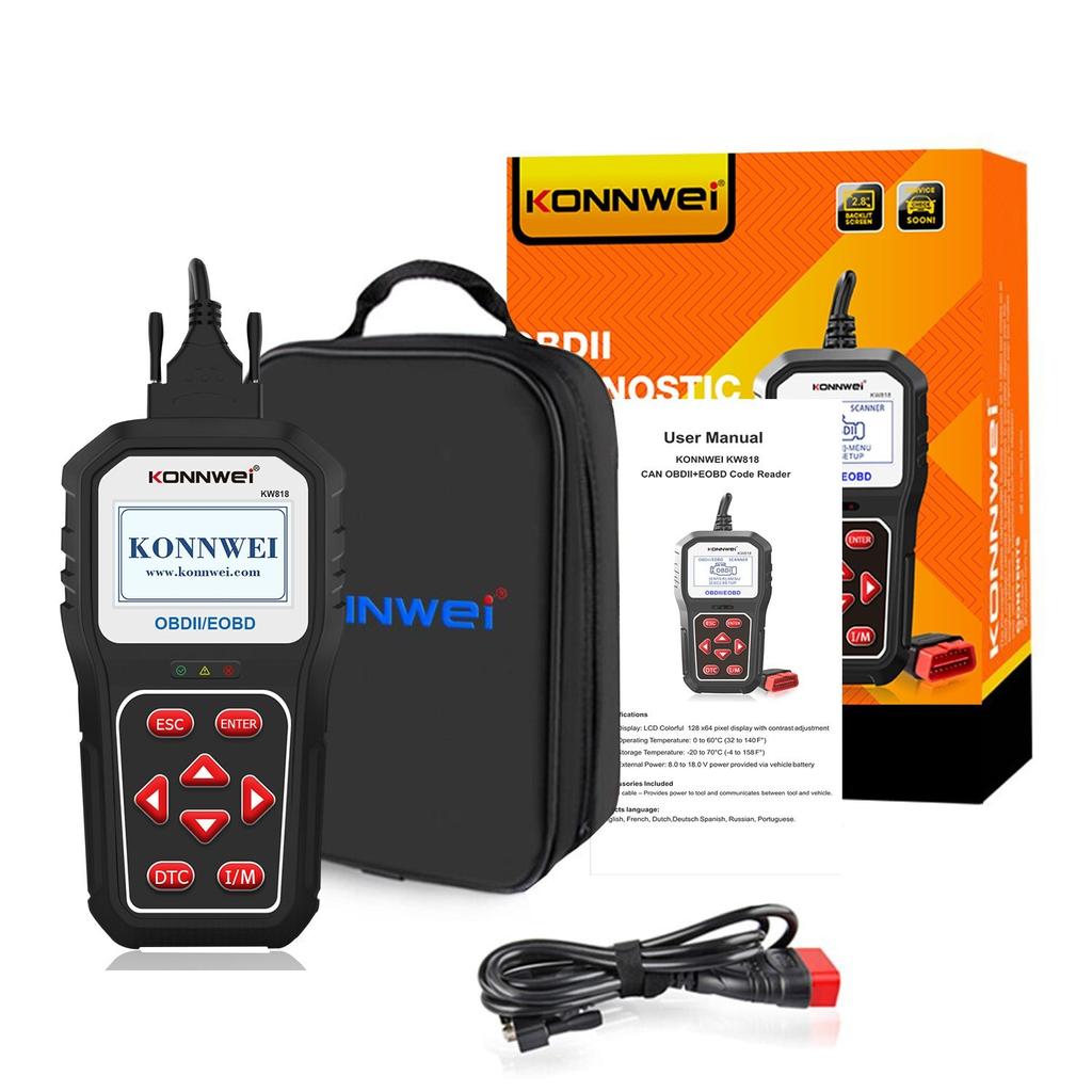 KONNWEI KW818 Car Diagnostic Tools OBD2 Support CAN J1850 Engine Fualt Code Read 12V Battery Tester Enhanced OBD2 Auto Scaner