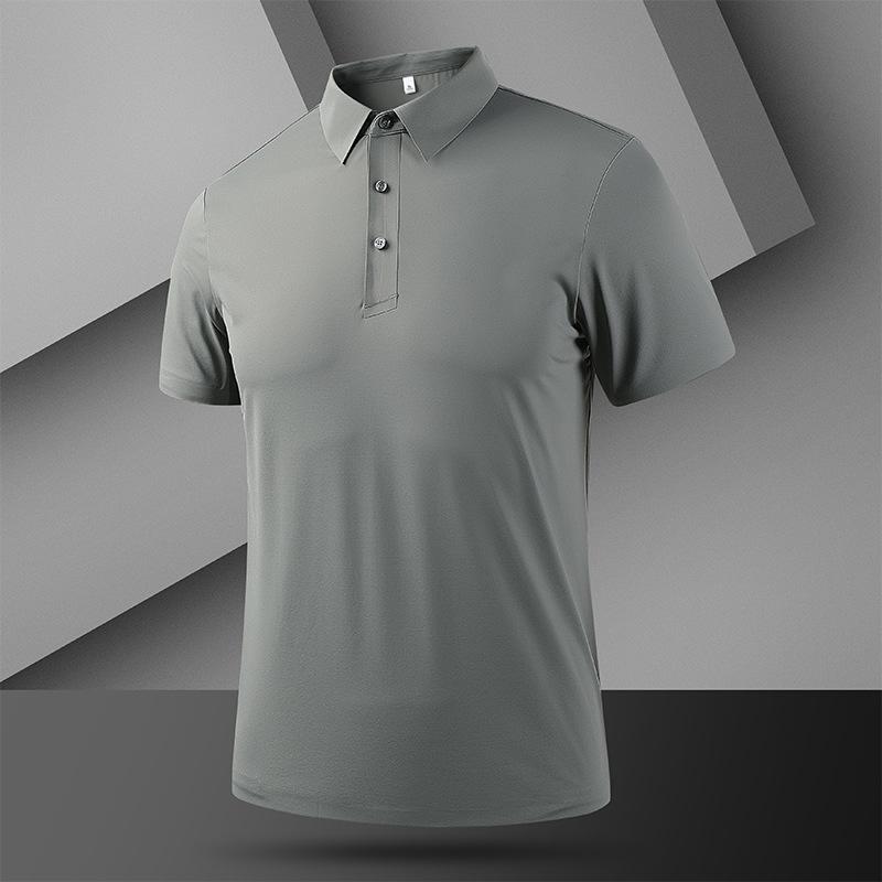 Men's Business Lapel POLO Shirt Men's Ice Silk Quick-drying Short-sleeved Men's Thin Breathable Casual Half-sleeve