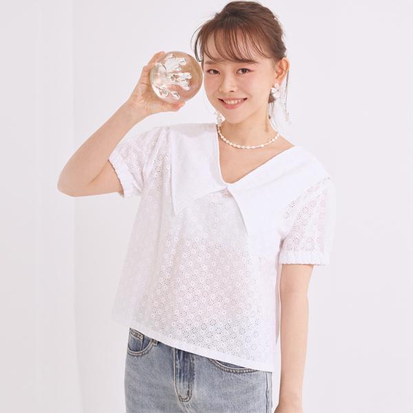 Primavera Cotton Punching Blouse (White) White