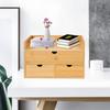 Bymaocar Bamboo Harmless Desk Storage Box W/ 3 Drawers,2-layer Office Supplies Storage Organizer,Study Room Decorative Bookshelf