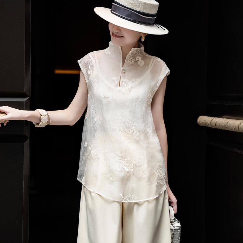 Women s Mulberry Silk Embroidered Blouse S