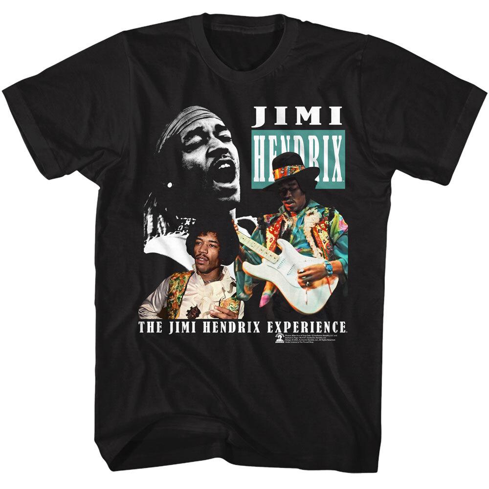 Jimi Hendrix Licensed T-Shirt Three Photos Album Music Official Licensed Black Unisex T-Shirt XXXXL