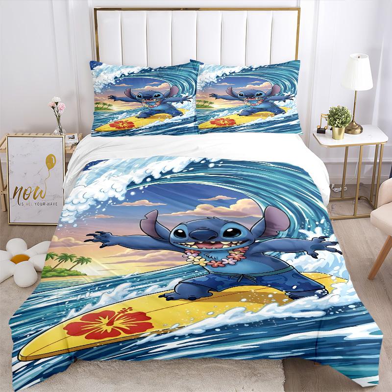 Stitch Adventure Print 3Pcs Bedding Setduvet Cover With 2 Bedropillowcase Home Birthday Gift
