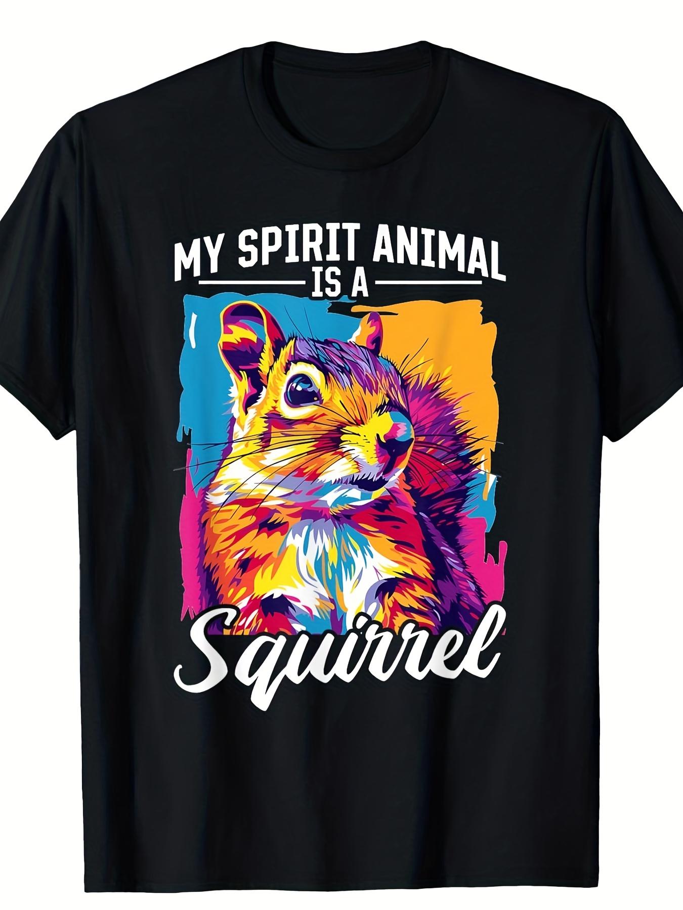 Men S Funny Squirrel Spirit Animal Graphic T-Shirt - 100% Retro Bold My Spirit Animal Is A Squirrel Print with Color Splash S разноцветный