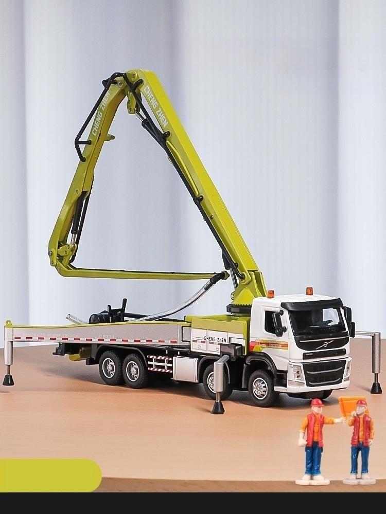 1/50 Volvo Betonpumpen-LKW Spielzeugauto Diecast Metall Fahrzeugmodell Pull-Back Sound & Licht Miniatur Sammlung Geschenk Für Jungen Kind
