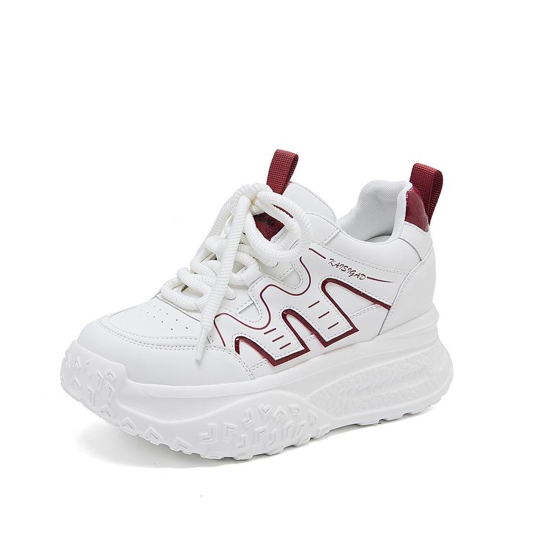 

Leather breathable dad women s shoes Forrest Gump shoes running shoes lightweight and versatile, small and comfortable thick-soled sports and leisure 40 красный