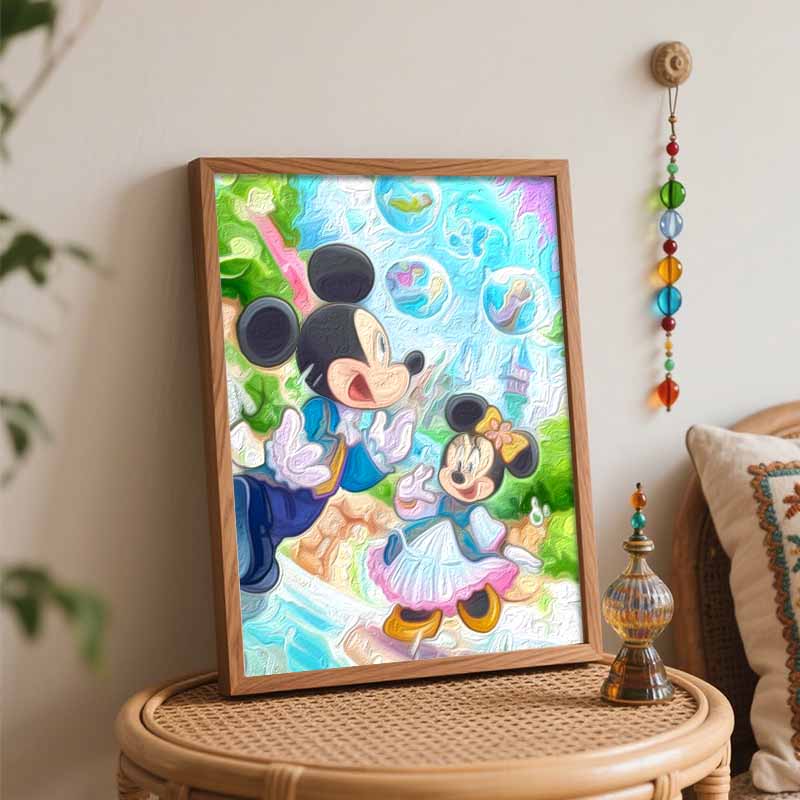 Disney Mickey and Minnie Mouse Bubble Fantasy Digital Oil Painting Art Painting Kit Manual Diy Painting for Home Decorations