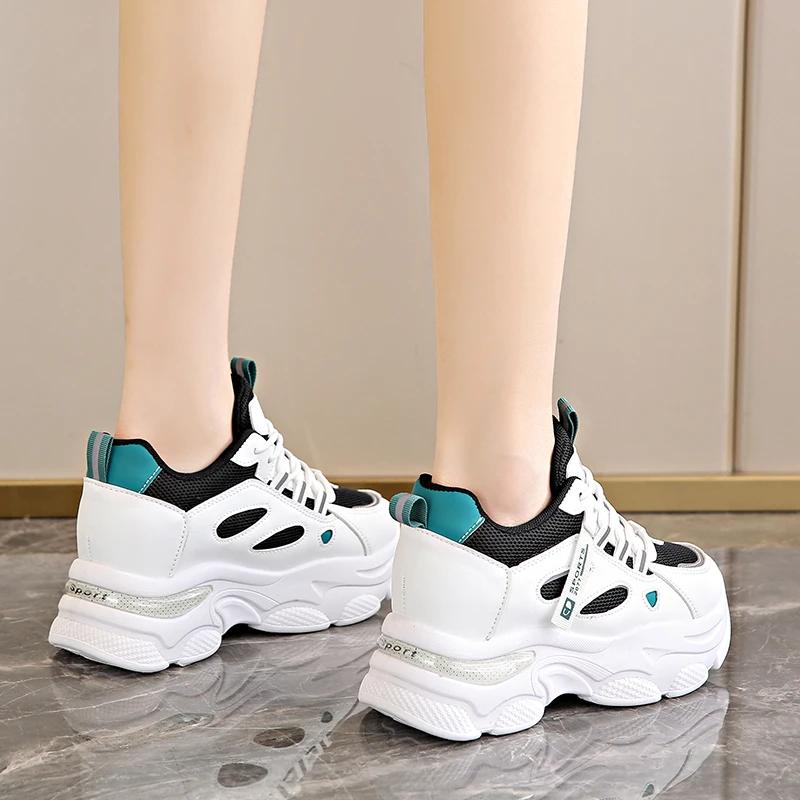 fashion Breathable Thick-soled Women's Sneakers Fashionable Lace-up Flat-soled Dad Shoes 2024 New Style Fashionable and Versatile