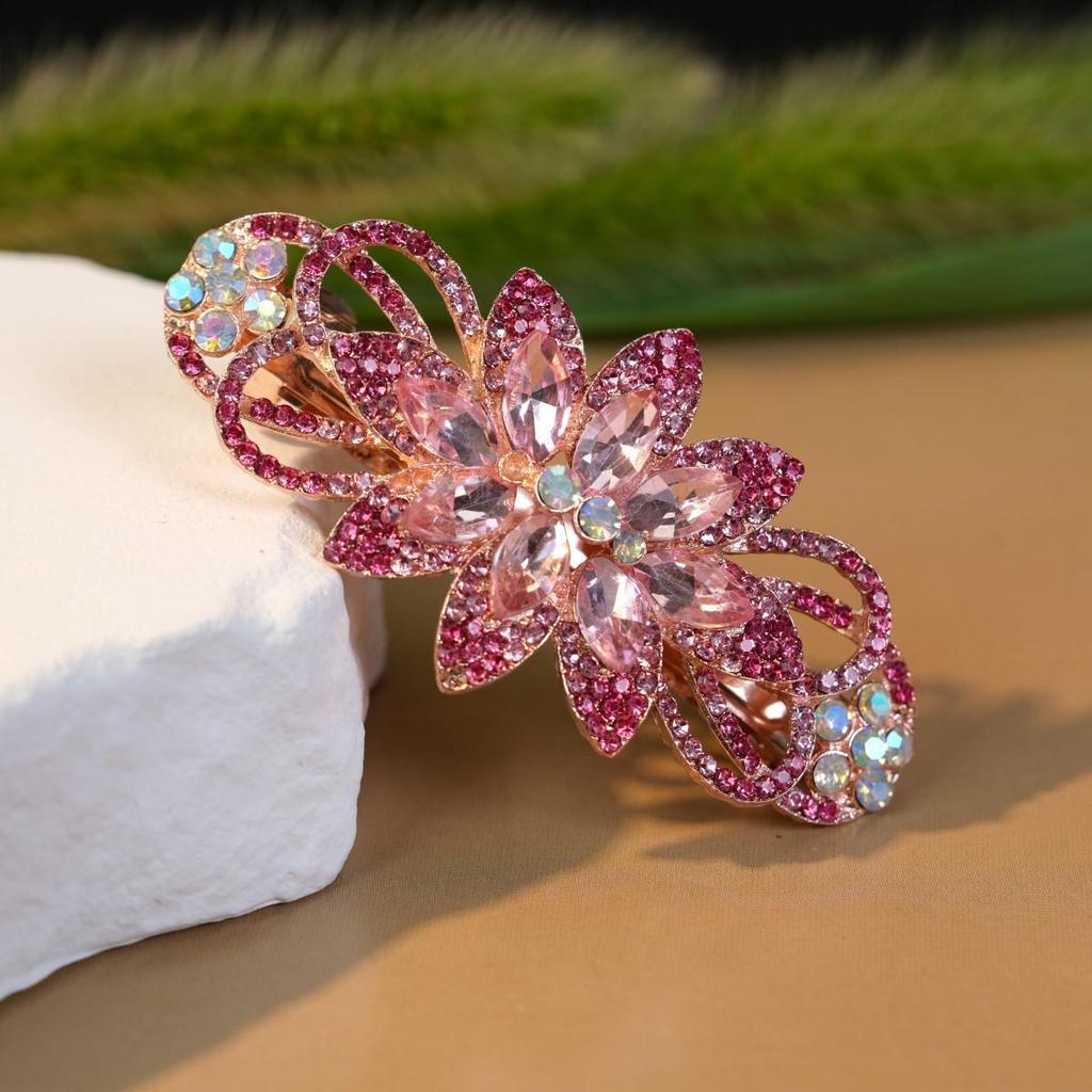 Pince à cheveux élégante fleur en strass: Accessoire de luxe de printemps pour femmes