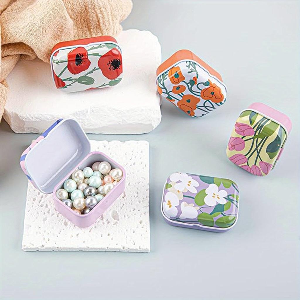 20Pack Mini Metal Tin Trinket Boxes,Small Jewelry Storage with Lids,Decorative Flower Pattern,No Electricity Needed Featherless,Durable Metal Material