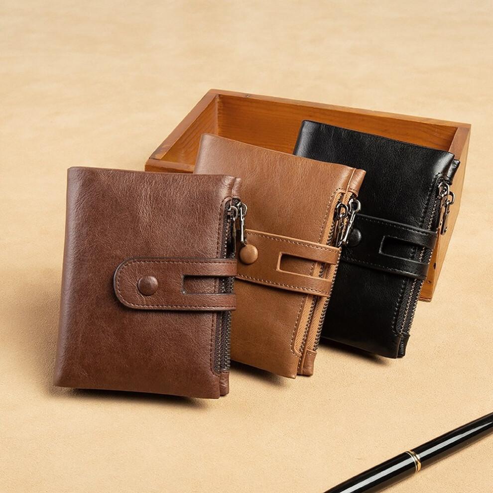 Hot Retro Mens Leather Wallet RFID Anti-theft Brush Head Layer Cowhide Retro Casual Wallet
