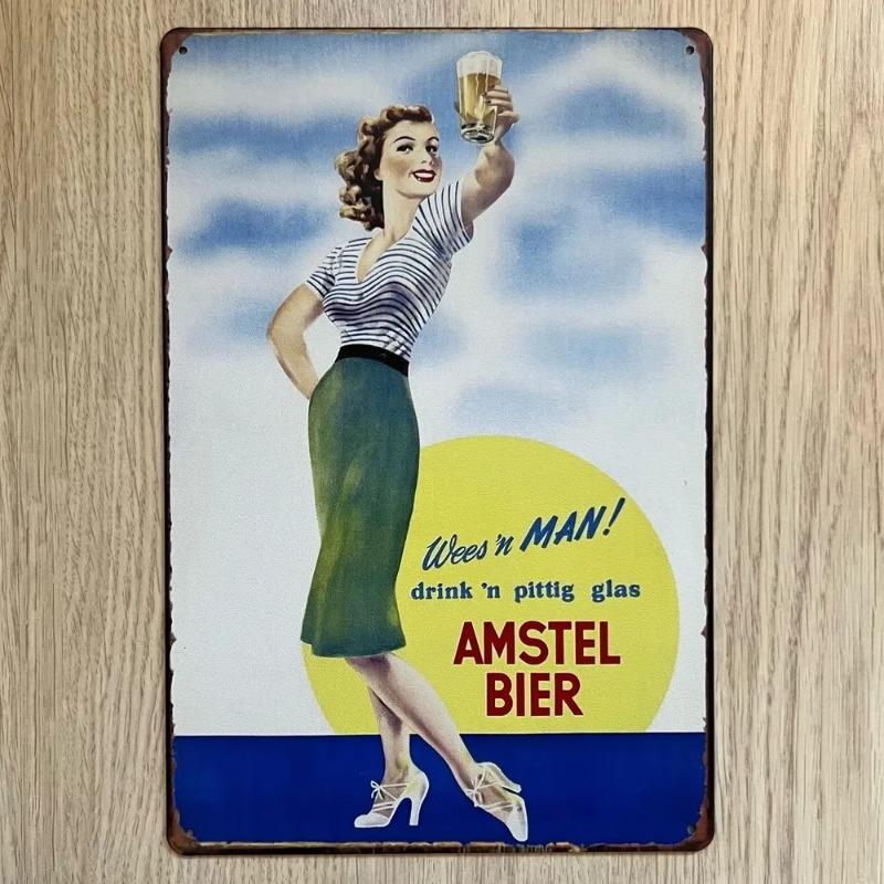 Pin-Up Girl Metal Sign, Retro Wall Art Decor