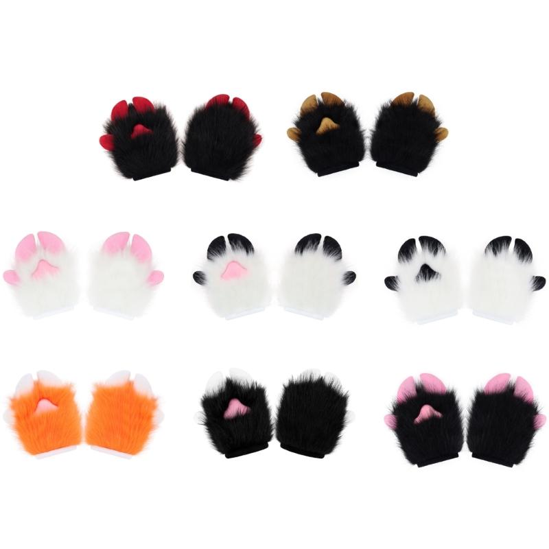 Anime Cosplay Furry Paws Gloves Soft Plush Costume Accessory For Role Playing And Themed Parties