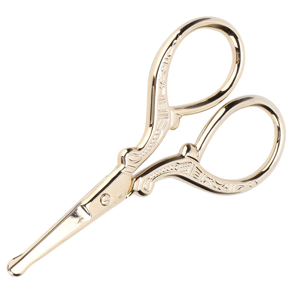 Vintage Embroidery Scissors Stainless Steel Tea Ceremony Bag   Stitch   Tool(Round Head Gold MJFY01 )