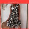Bohemian Floral Print Cotton Blend Vneck Aline Dress For Summer Casual Wear