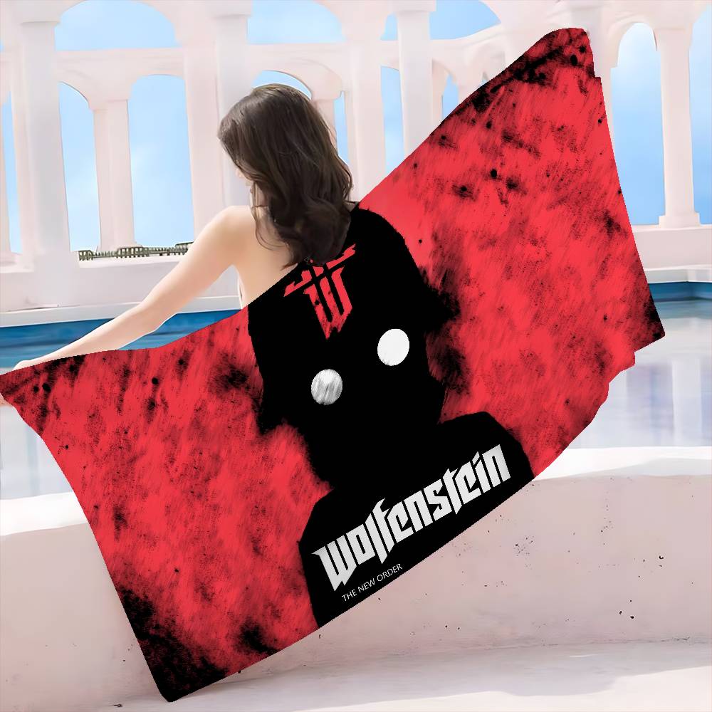 Wolfenstein Microfiber Printed Beach Towel Mountain Climbing Yoga Beach Swimming Running Absorbent Soft Towel
