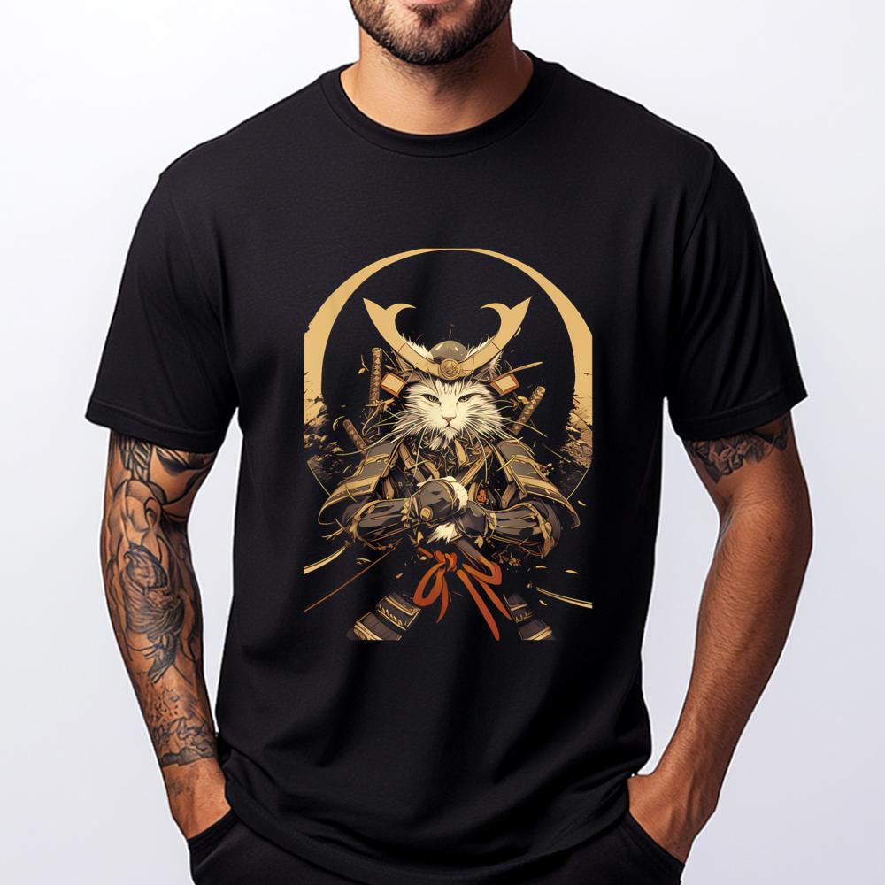 Cat Samurai Ninja Cat Samurai Art Vintage Ukiyo E Harajuku Cotton Comfort Luxury TShirt Party