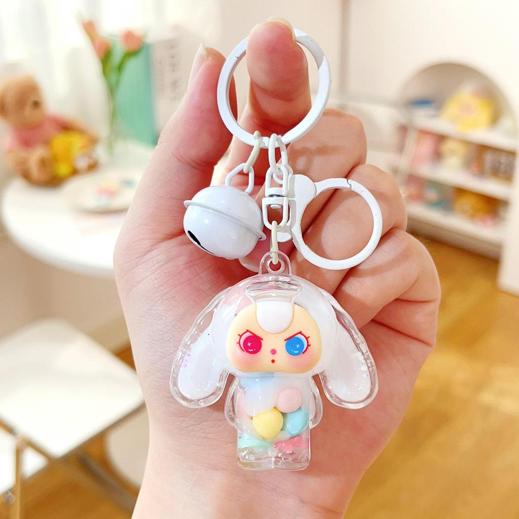 Super Cute 3-Year-Old Cartoon Doll Keychain with Flowing Sand Pendant