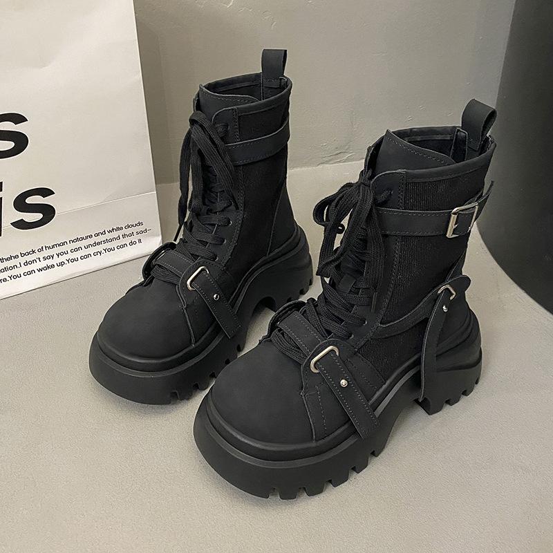 Fashion 2025 New Autumn Women's Platform Short Boots Height Increasing Ankle Boots for Women Size 35-40 Non Slip Comfortable Botines