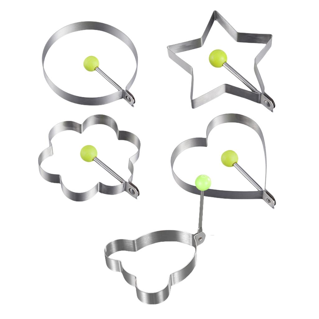 Pack Of 5 Practical Stainless Steel Pancake And Egg Molds Eggs Frying Pans In Various Fun Shapes For Kitchen Use