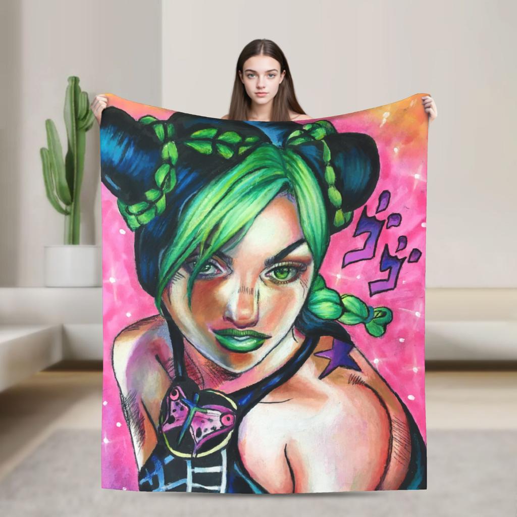 Stardust Crusaders Blankets Bizarre Adventure Flannel Throw Blanket Airplane Travel Printed Ultra-Soft Warm Bedspreads
